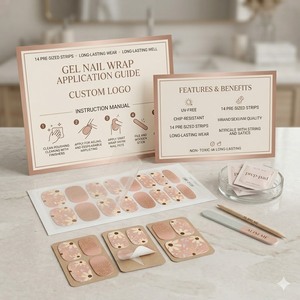 <span class=keywords><strong>Ongles</strong></span> en gel semi-durcis avec illustration florale rose pour un style esthétique pastoral, qualité salon, sans HEMA, bandes d'<span class=keywords><strong>ongles</strong></span> OEM - Product Image 2