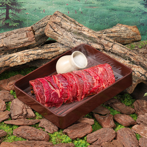 Mountain-style hot pot tableware: Mountain-style perilla beef, fresh pepper beef rectangular <b>box</b>, Wagyu sukiyaki plate. - Product Image 3