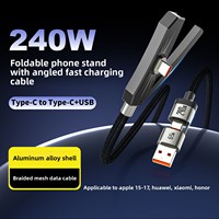Nouveau modèle – Support de câble de charge rapide 240W avec connecteurs USB/Type-C et gaine tressée pour téléphones mobiles iPhone 17