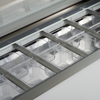 Lemari Pendingin Salad Bar Stainless Steel Komersial, Meja Persiapan Salad, Lemari Pendingin Pizza Sandwich, Display Counter Top, Pendingin Persiapan