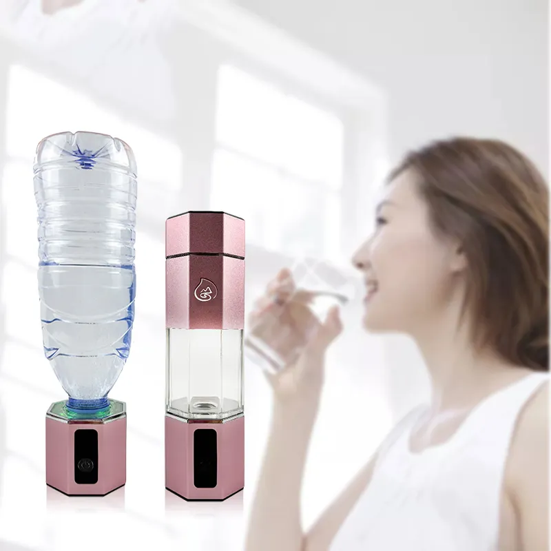 Generador de agua de hidrógeno portátil CAMAZ, tecnología SPE Pem, botella generadora de agua de hidrógeno de vidrio portátil recargable