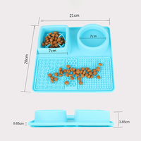 Gamelle d'eau et plateau de nourriture sèche 3-en-1 en silicone pour chien et chat, conforme aux normes FDA et REACH, avec tapis de léchage à alimentation lente, personnalisable OEM