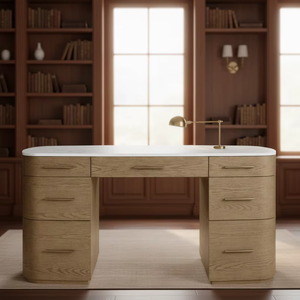 Modern Luxury American Style Home Office Furniture Solid Wood <strong>Oak</strong> Office Tables Marble <strong>Top</strong> <strong>Desks</strong> - Product Image 2