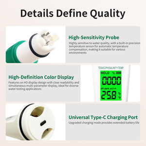 <span class=keywords><strong>Testeur</strong></span> de qualité de l'eau de <span class=keywords><strong>piscine</strong></span> intelligent <span class=keywords><strong>électronique</strong></span> numérique 5 en 1 PH EC - Product Image 2