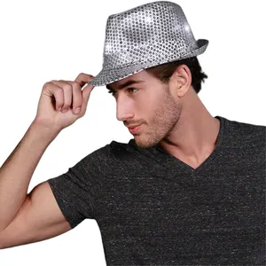 Led Light Up Lovertjes Fedora Hoed Lovertjes Strikjes Set Bling Retro Dance Jazz Cap Funky Party Kostuum Fedora