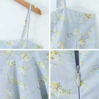 Robe Courte Florale Personnalisée à Bretelles Fines et Col Carré, Coupe Évasée, Idéale pour l'Été et les Fêtes, Service OEM Marque Privée, Commande en Gros