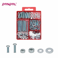 Kit d'assortiment de vis, écrous et rondelles en métal de 132 pièces, fixations zinguées pour projets de bricolage et installation de machines