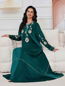 Abaya, Caftan, Galabeya, Jilbab brodé pour femmes égyptiennes, Vêtements arabes musulmans, Robe Jelbab, Robes <span class=keywords><strong>Khaleeji</strong></span> Jalabiya pour l'islamisme - Product Image 3