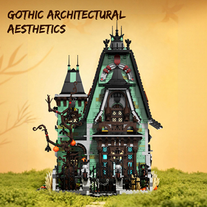 Blocs de construction Maison Hantée d'Halloween, Modèle de Jouet de Construction Scène Urbaine de Ville Fantôme Sombre en Pleine Nature Européenne, Cadeau d'Halloween - Product Image 3