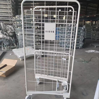 Chariot de manutention pliable trois côtés pour entrepôt, capacité 500 kg, personnalisable, avec quatre roues en métal galvanisé