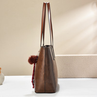 2pcs Tas Tote Wanita untuk Wanita Model Terbaru Tas Selempang Kulit PU Coklat Kapasitas Besar Tas Tote Dengan Dompet