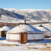 Yourte de Luxe en Bambou Quatre Saisons, Dôme Mongol en Toile de Coton Imperméable avec PVC, Maison à la Fonctionnalité Élégante