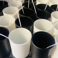 Stoples Lilin Hitam Elegan, Wadah Lilin Hitam Matt, Stoples Lilin Kaca Hitam 4 Ons dengan Tutup Emas