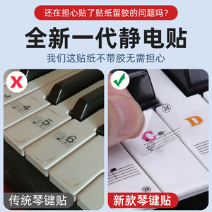 Nano Piano Sticker 88 61 54 <b>Keys</b> Five Line Staff <b>Label</b> For Piano Beginner Learner - Product Image 4