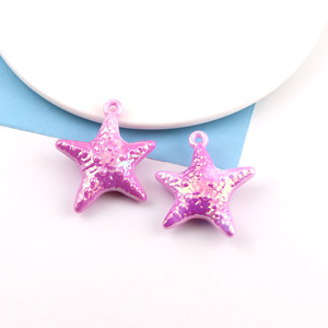 Dijes acrílicos en forma de estrella, colores aleatorios, accesorios de joyería DIY, colgante para collar, llavero, colgantes de moda unisex - Product Image 2