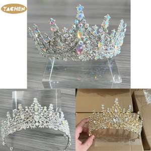 وشاح فضي لأعياد ميلاد ياشين للفتيات تاج وحجر الراين طقم تاج حفلات مفضلات تاج للفتيات تاج فضي - Product Image 6