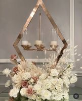 LANJO Chandelier de luxe en or et diamants, centre de table en acrylique avec gouttes de cristal, durable et de haute qualité pour mariages, tables de dîner et fêtes