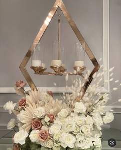 Chandeliers LANJO en or et diamants avec gouttes de cristal acrylique pour les tables de mariage, les dîners, les fêtes et la décoration de la maison - Product Image 5