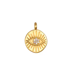 Bestone Copper 14K Gold Plated Custom 12 Birthstone Sun Devil Eye Moon Necklace Female DIY Pendant Charms