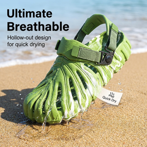 <span class=keywords><strong>Sabots</strong></span> en EVA marbré pour hommes, sandales côtelées futuristes, vert et blanc tourbillonnant, chaussures Techwear, claquettes de jardin à sangle réglable, vente en gros - Product Image 3