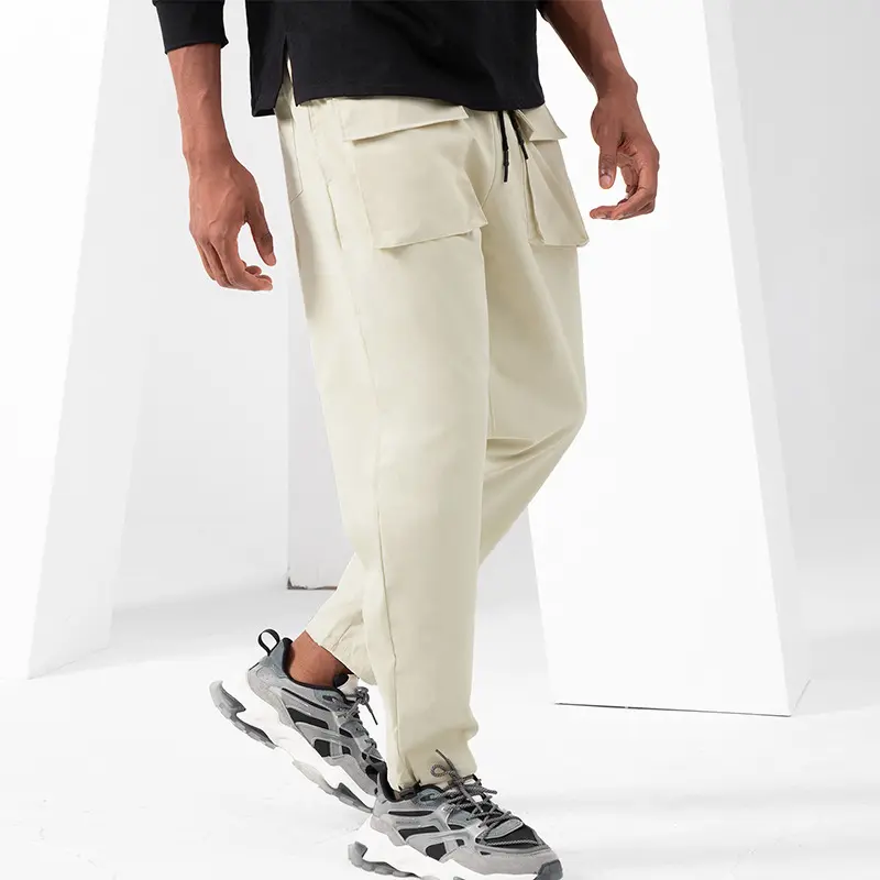 Yüksek kaliteli klasik % 100 pamuk, nervürlü Hem erkekler Joggers pantolon toptan özel mevcut erkek Chino pantolon/