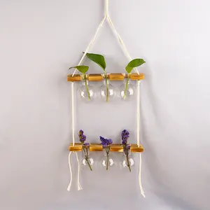 3 Tiered Hanging Glass Planters Flower Wall Vase Test Tube Propagation Stations Glass Vase For Flowers