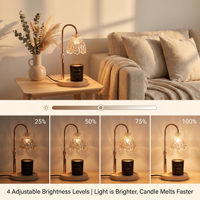 Lampe chauffe-cire sans flamme en verre gaufré goutte d'eau, 3 couleurs, 4 niveaux de luminosité, minuterie automatique 2-8H, avec 2 ampoules GU10