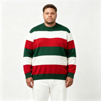 Pull tricoté festif de Noël grande taille ODM en gros, à rayures horizontales colorées, pour homme, idéal pour les fêtes d'hiver