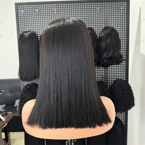 Mật Độ 300% Màu Nâu Sậm Bob Tóc Giả Xoăn Với Mái Tóc Bé 13X4 Ren Phía Trước Xoăn Tóc Giả Tóc Con Người Lỏng Lẻo Sóng Ren Tóc Giả Cho Phụ Nữ - Product Image 1