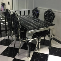Großhandel Hochzeitstische Esszimmer-Sets Wohnmöbel Marmor Steinplatte Gold Edelstahlrahmen Moderner Luxus Esstisch