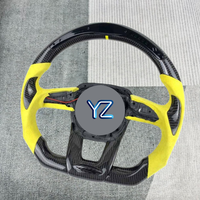 Volant sport en cuir et fibre de carbone YZ Custom LED Top Stripe Flat Bottom Horn Grip pour Miura Huracan Murcielago Gallardo