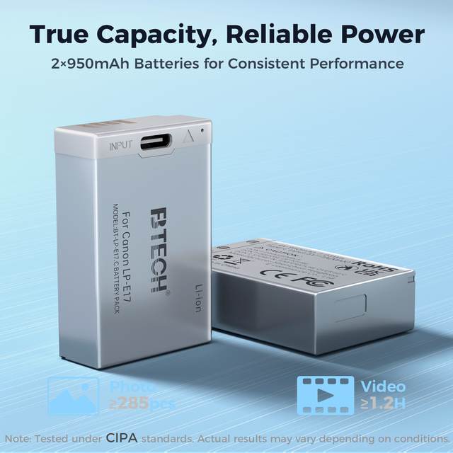 Type-C Lp E17 for canon Camera Battery Set Eos R50 R8 R10 M6mark2 RP 200D 750D 760D 800D R50v Camera CE ROHS FCC