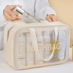 Bolsa <span class=keywords><strong>de</strong></span> cosméticos con letras <span class=keywords><strong>en</strong></span> inglés, bolsa <span class=keywords><strong>de</strong></span> cosméticos <span class=keywords><strong>de</strong></span> <span class=keywords><strong>viaje</strong></span> <span class=keywords><strong>de</strong></span> cuero PU <span class=keywords><strong>de</strong></span> PVC para maquillaje, champú, Gel <span class=keywords><strong>de</strong></span> ducha, bolsa <span class=keywords><strong>de</strong></span> lavado para campamento - Product Image 1