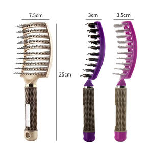 Peigne de Massage de haute qualité large peigne à côtes exquis brosse à cheveux en plastique à poils de porc conception de cheveux bouclés grand peigne incurvé - Product Image 4