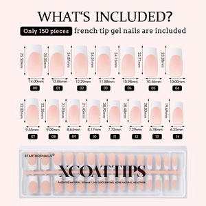 XCOATTIPS Faux Ongles en Gel Souple Longs Carrés, Couverture Complète, French Manucure X Coat, Faits à la Main, Épais, à Presser, Vente en Gros - Product Image 6
