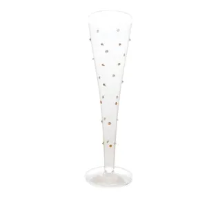 Wholesale Customized Vintage Champagne Flutes Beverage Glass Cup Wedding Drinking Glass Goblet With Colored Dots