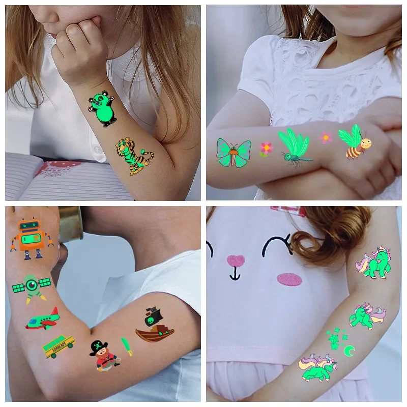 30sheets per Pack Glow In The Dark Body Temporary Tattoos For Kids Luminous Tattoos For Halloween For Party