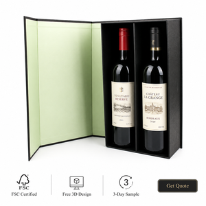 Caja de Regalo de Vino y Whisky con Grabado Personalizado para Dos Botellas, Caja de Embalaje de Papel Rígido de Lujo con Cierre Magnético Certificado - Product Image 2