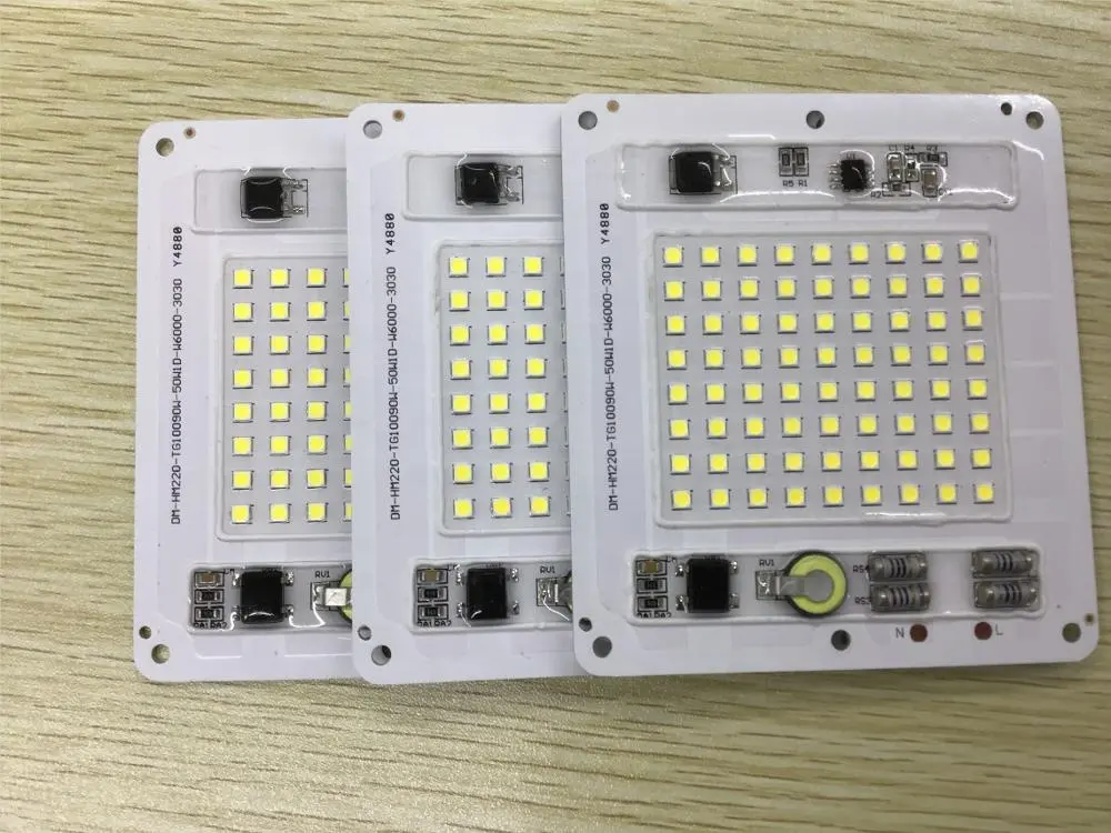 50W 220V IP65 AC DOB modul 90LM/W 3030 SMD LED modul 100x90mm ukuran PCB PCBA pencahayaan papan untuk lampu sorot LED