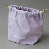 Pochette en tissu violet clair RUNWELL avec cordon de serrage, logo personnalisé imprimé, sac de rangement en coton, sac à cosmétiques, trousse de maquillage, organiseur de voyage
