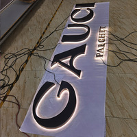 Enseigne 3D LED en acrylique personnalisée rétroéclairée, transformateur, canal en acier inoxydable, identification métallique pour façade de magasin commercial