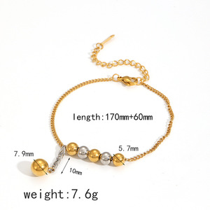 Stainless Steel Necklace <b>Set</b> For Women With Round <b>Bead</b> Chain Bracelet Jewelry Gift Fashion Accessory - Product Image 4