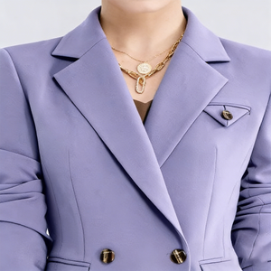 Elegante Completo da Donna Color Lavanda, Blazer Doppiopetto <span class=keywords><strong>con</strong></span> Pantaloni Slim, <span class=keywords><strong>Outfit</strong></span> Chic da Ufficio per Incontri Post-Lavoro - Product Image 4