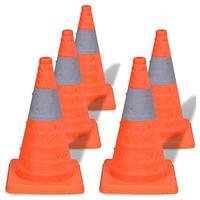 Cônes de signalisation routière pliables, robustes, rétractables, en tissu Oxford PP, 19 pouces, avec 2 bandes réfléchissantes pour le contrôle du trafic