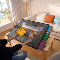 Table de puzzle pliable haut de gamme avec plateau inclinable à 3 positions, planche à puzzle légère et portable en feutre avec 6 tiroirs de rangement