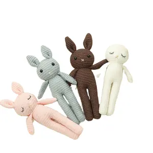 مصنع 25 سنتيمتر الكروشيه لعبة على شكل أرنب الطفل النوم Amigurumi 100% يدوية الأرنب لعبة وسادة محشوة الحيوان