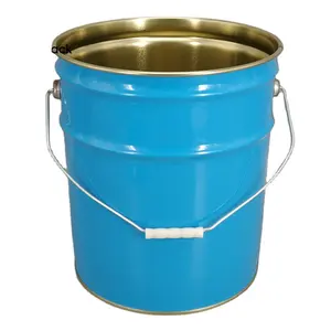 20L Empty Metal Tin Pail With Lock Ring Lid Metal Handle 5 Gallon Tin Drum For Paint Packaging Paint Metal Container