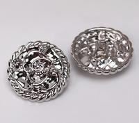 15MM 18MM 20MM 23MM Kancing Logam Berbentuk Bunga Mewah dengan Embos Emas Perak Berlian untuk Pakaian Kancing Logam dengan Tangkai