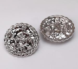 Boutons métalliques fantaisie 3D en laiton doré et argenté, en forme de fleurs, gaufrés, avec capuchon diamanté, pour vêtements, 14MM 20MM 25MM - Product Image 3