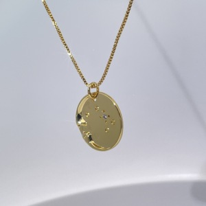 Collar con Colgante de Sol y Luna Chapado en Oro de Tianyu Gems, Colgante Redondo Simple con Diseño de Cielo Estrellado para Mujer, Joyería de Moda - Product Image 2